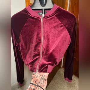 AKIRA Cropped Velvet Zip Up Size Small
